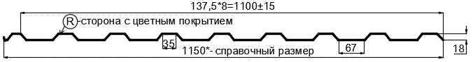 Фото: Профнастил МП20 х 1100 - R RETAIL (ПЭ-01-3005-СТ) в Рузе