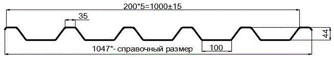 Фото: Профнастил оцинкованный С44 х 1000 (ОЦ-01-БЦ-0.55) в Рузе