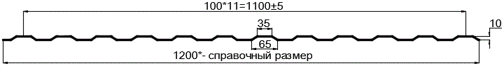 Фото: Профнастил оцинкованный МП10 х 1100 (ОЦ-01-БЦ-0.7) в Рузе