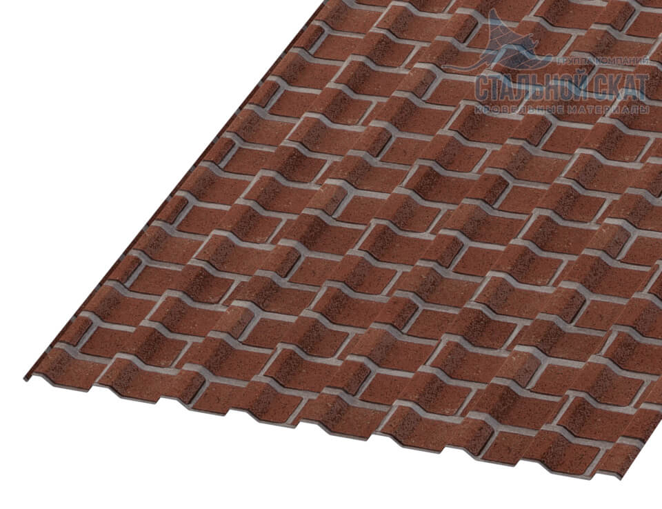 Фото: Профнастил МП20 х 1100 - R (ECOSTEEL-01-Кирпич-0.5) в Рузе