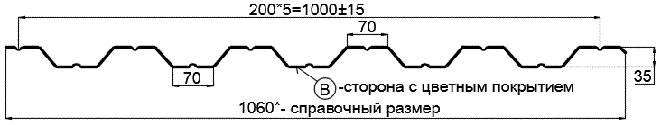 Фото: Профнастил НС35 х 1000 - B NormanMP (ПЭ-01-1015-0.5) в Рузе