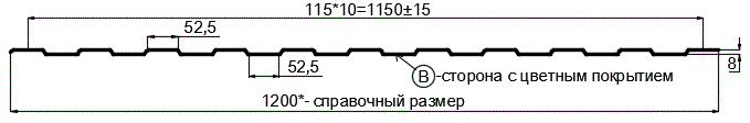 Фото: Профнастил С8 х 1150 - B (VikingMP E-20-7016-0.5) в Рузе