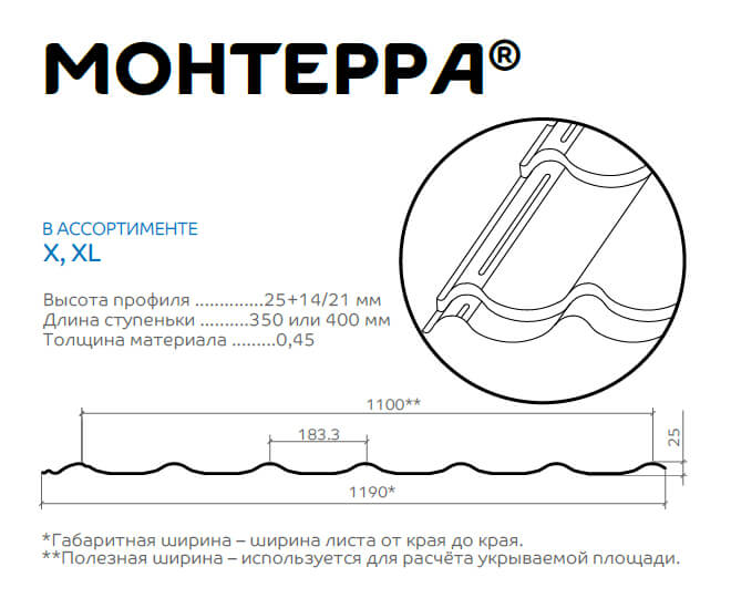 Профиль декоративный Монтерра-X (ПЭ-01-2004-0.45) в Рузе