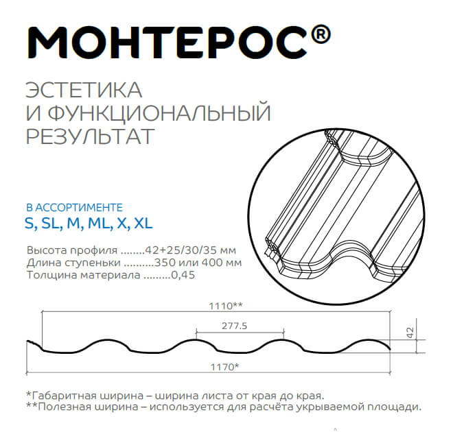 Профиль декоративный Монтерос-M (VikingMP-01-6007-0.45) в Рузе