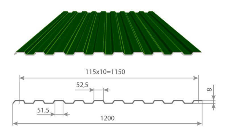 Профнастил С8 х 1150 - B (ПЭ-01-1014-0.4±0.08мм) в Рузе