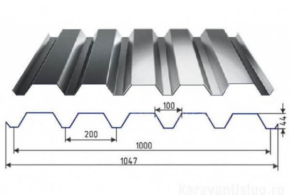 Профнастил С44 х 1000 - B (ПЭ-01-9010-0.45) в Рузе