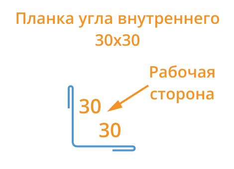 Планка угла внутреннего 30х30х3000 (VikingMP-01-7016-0.45)